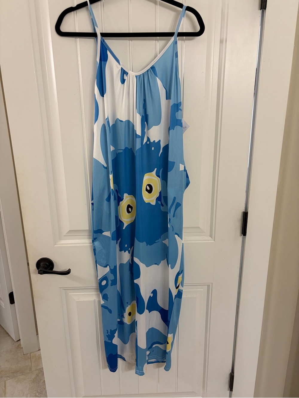 Blue Floral Print Spaghetti-Strap Jumpsuit